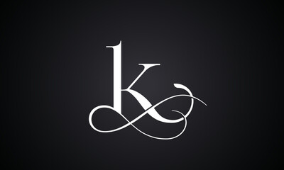 Letter k logo with infinity combination. Modern trendy initial luxury k letter logo design. Royal premium letter k logo design vector template.