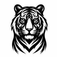 Majestic Tiger Line Art Vector Illustration