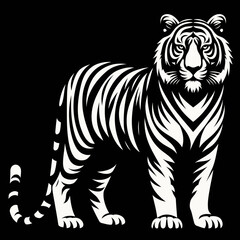 Majestic Tiger Line Art Vector Illustration