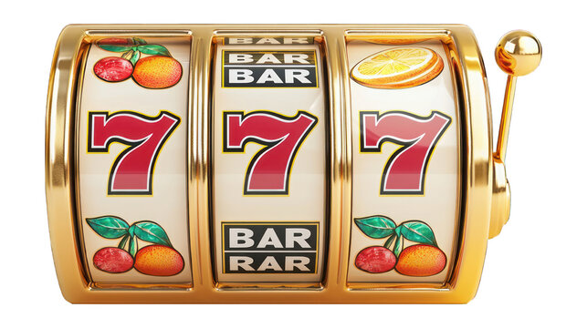 Slot machine with 7s, cherries, and bars