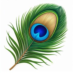 Obraz premium Vibrant Green Peacock Feather with Blue Eye Closeup