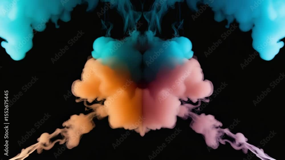 Aufkleber bright colors mix and swirl as smoke creates visually stunning patterns in a dark setting, showcasin
