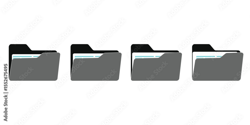 Aufkleber computer file folder icons set. office folder icons with documents. folders for reports and importan