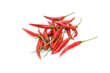 Red hot chilli peppers isolated on white background