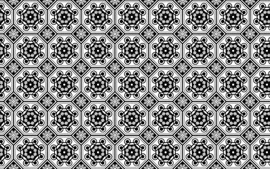 Decorative black and white circle seamless pattern, jpg file, decorative black and white circle...