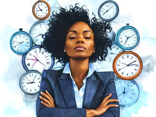 Elegant Gold Pocket Watch Close-Up on Calendar – Metaphor for Scheduling, Planning, and Professional Discipline businesswoman holding clock