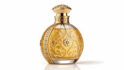 Luxury gold perfume bottle floral design fragrance scent eau de parfum beauty product for women elegant gift