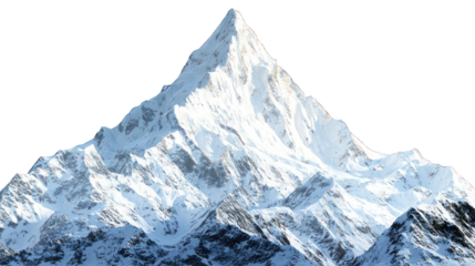 Snow-capped mountain peak against black background