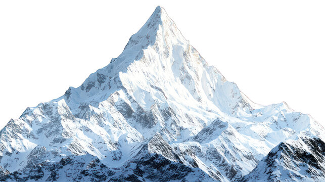 Snow-capped mountain peak against black background