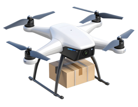  Compact Delivery Drone with Cargo Hatch and Foldable Wings isometric view isolated on transparent background PNG