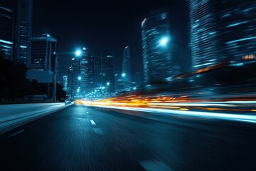 Night city street, motion blur of cars (2)