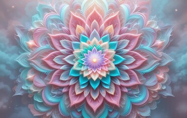 Obraz premium Colorful Mandala Background Image, Meditation, Buddhism, Healing, Banner Texture Advertising Poster