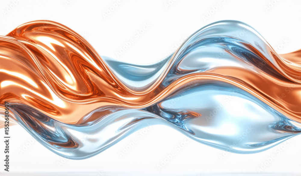 Poster red and blue abstract flowing water wave with smooth liquid curves and light patterns