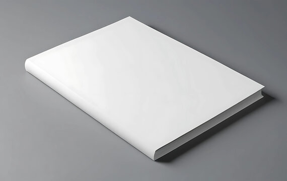 Blank A4 book hardcover mockup floating on grey background 3D rendering
