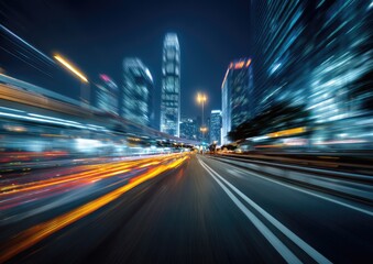 Night city highway, blurred motion (1)