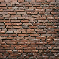 Fototapeta premium An aged red brick wall with natural textures and weathered tones, offering a rustic, timeless backdrop perfect for vintage or architectural settings.