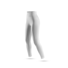 A pair of white leggings displayed in a 3D view, showcasing their design and fit.