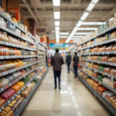 Blurred supermarket interior