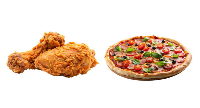 chicken fried and pasta - Powered by Adobe