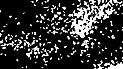 Abstract Pattern Of Scattered White Geometric Shapes On A Black Background