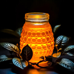 Golden honey in the jar
