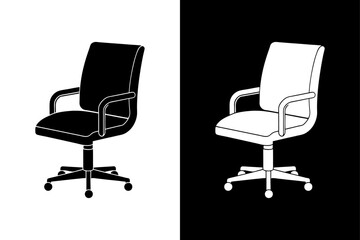Empty Office Chair Icon. Professional Furniture Silhouette Vector