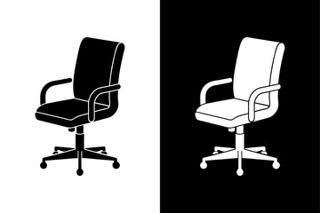 Obraz premium Black Office Chair Icon. Stylish Vector Silhouette on White Background