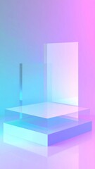 Fototapeta premium Pastel Geometric Glass Shapes on a Reflective Surface