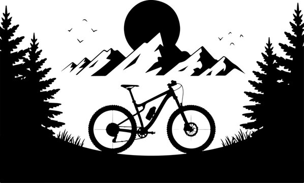 Mountain Biking Adventure Silhouette vector art