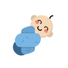 Newborn baby wearing a blanket. Happy baby