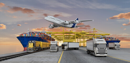 Global logistics and transportation network concept