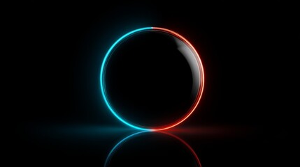 Fototapeta premium 3D render of a glowing blue and red sphere with hologram effect and vibrant glow lighting on black background, high resolution digital art created using advanced Octane renderer in Cinema4D
