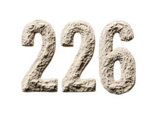 Stone textured number "226", dark background