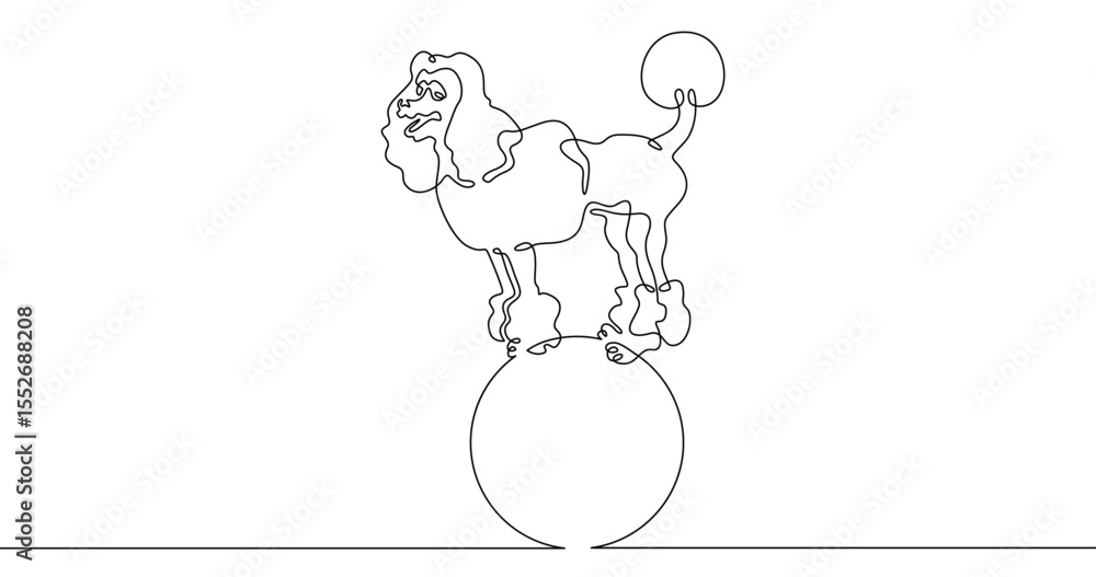 Poster continuous one line drawing trained dog. the dog performs in the circus. circus..one continuous line