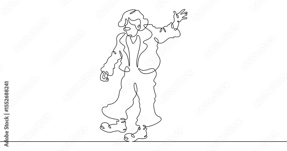 Poster continuous one line drawing circus clown. a clown in a funny costume performs in a circus. circus pe