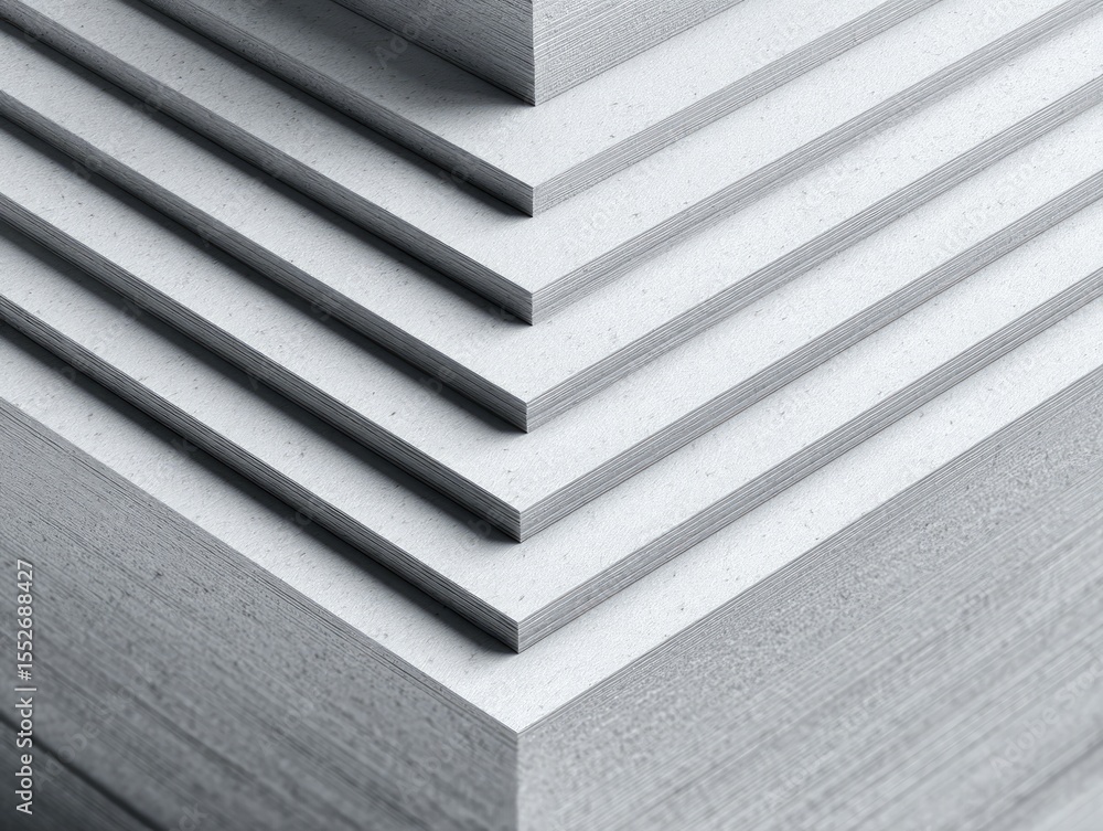Aufkleber a close-up of a neatly stacked pile of off-white rectangular sheets, showing subtle texture and shad