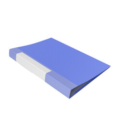 A blue folder with a white label, typically used for organizing documents and papers.