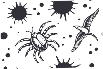 seamless pattern with ink splashes