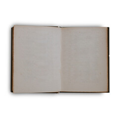 An open book with blank pages, suggesting potential for writing or drawing.