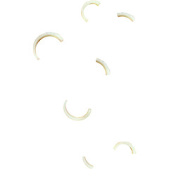 Abstract illustration of curved shapes resembling macaroni or pasta on a white background.