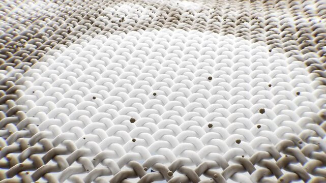 Each soap bubble containing the formula falls onto the fabric surface, removing stubborn stains. 3D rendering illustrates the cleaning ability of washing powder, laundry detergent, bleach