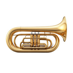 Naklejka premium A golden flugelhorn musical instrument isolated on white background