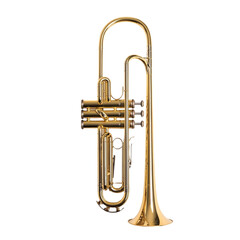 Golden trumpet against colorful striped background musical instrument brass