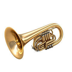 A shiny gold flugelhorn musical instrument a brass wind instrument