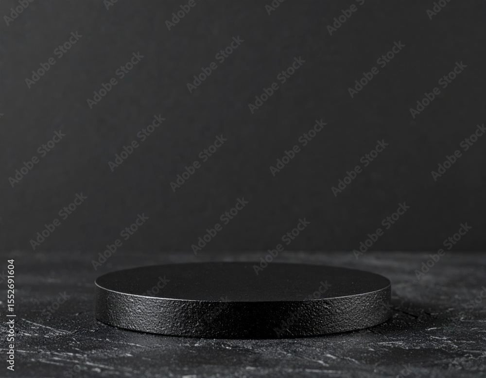 Poster black circular product display platform on dark background