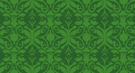 Fototapeta premium Seamless classic damask pattern in shades of green, an opulent and elegant design