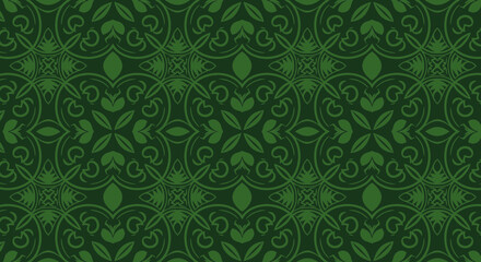 Seamless dark green floral pattern ideal for backgrounds and textile designs