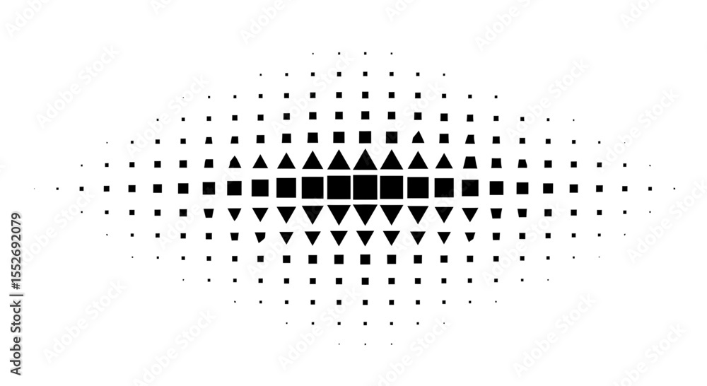 Poster abstract halftone pattern with geometric shapes creating a vector illustration