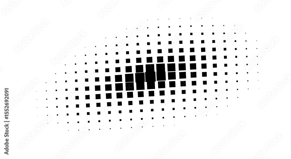 Poster abstract halftone pattern with black squares on a white background for design purposes