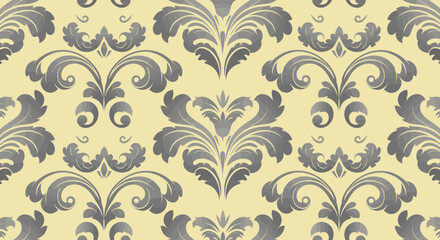 Elegant seamless damask pattern with floral motifs and vintage decorative elements